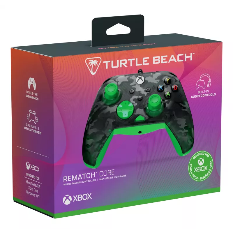Spēļu kontrolieris Turtle Beach Rematch Core melns zaļš pelēks USB vadu