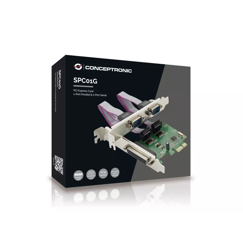 Conceptronic PCI Express karte ar 1 paralēlo un 2 seriālajiem portiem