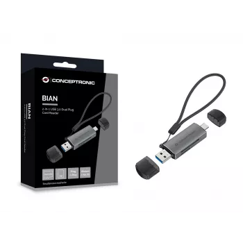 Conceptronic BIAN05G 2-in-1 USB 3.0 Dual Plug karšu lasītājs, SD/MicroSD 3.0, UHS-I