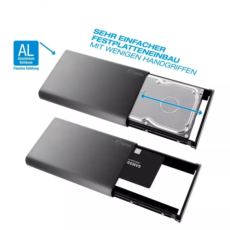 HDD korpuss Fantec DB-ALU31 melns 3,5 collas