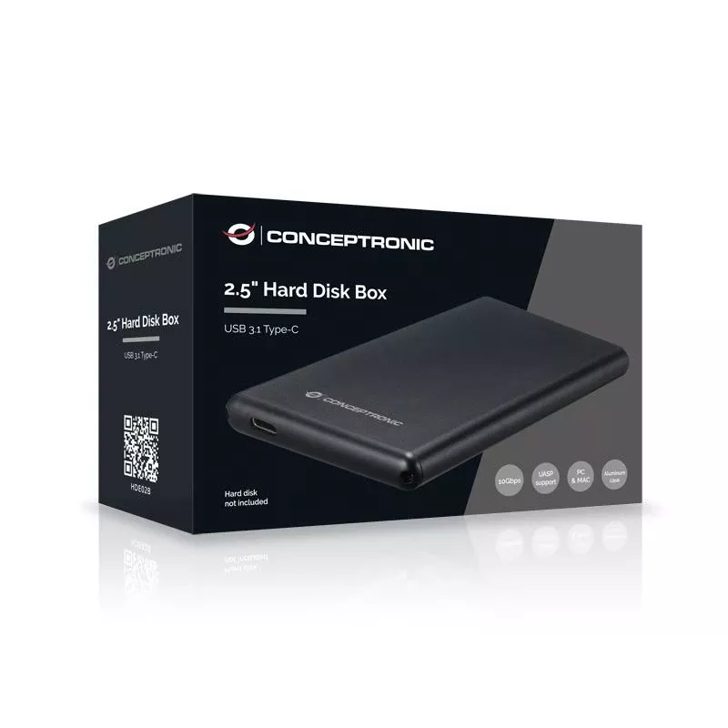 HDD korpuss Conceptronic 2,5 collu cietā diska kaste USB 3.1 Type-C