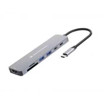 Conceptronic DONN28G 7-in-1 USB 3.2 Gen 1 dokstacija, 4K60Hz HDMI, USB-A 5Gbps x 2, USB-C 5Gbps, SD, TF/MicroSD, 100W USB PD