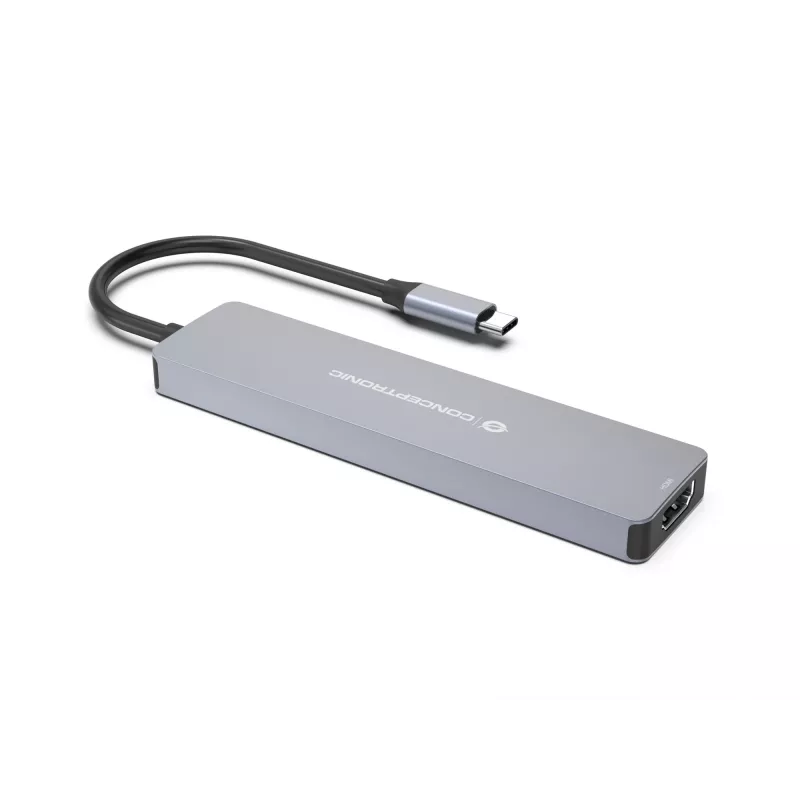 Conceptronic DONN28G 7-in-1 USB 3.2 Gen 1 dokstacija, 4K60Hz HDMI, USB-A 5Gbps x 2, USB-C 5Gbps, SD, TF/MicroSD, 100W USB PD