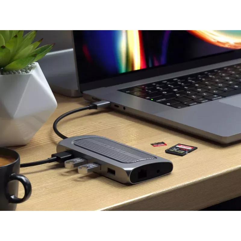 Klēpjdatora dokstacija Satechi ST-U4MA3M USB Type-C pelēka 100W Power Delivery