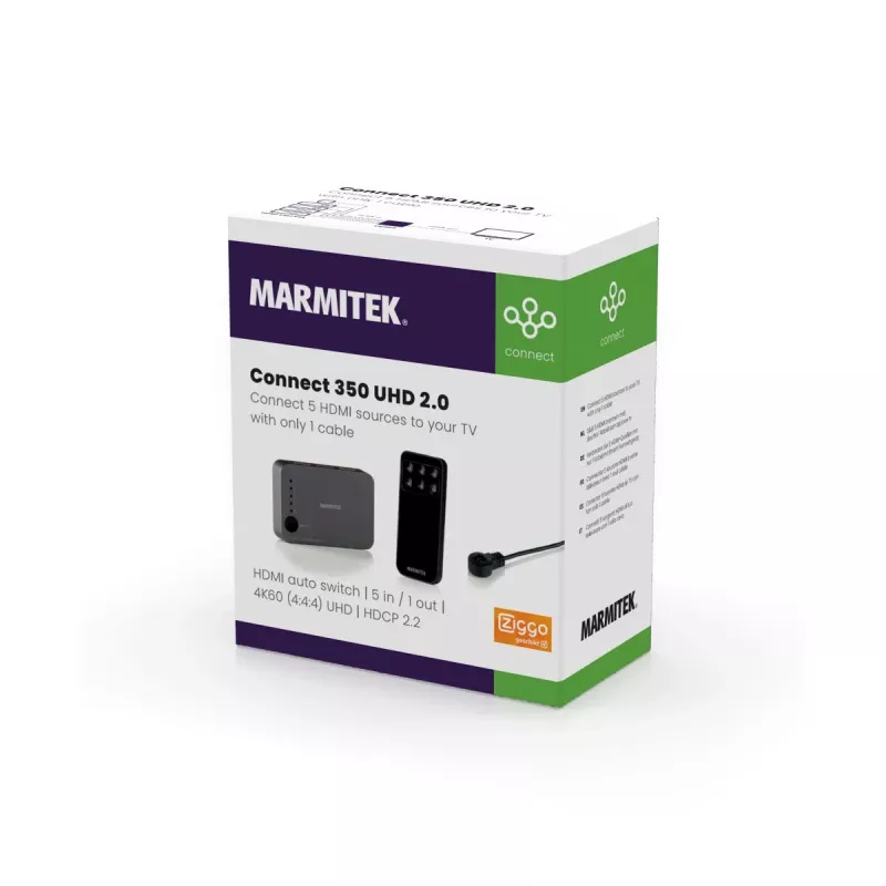 Marmitek Connect 350 UHD 2.0 - HDMI pārslēgs 4K 60Hz - 5 ieejas / 1 izeja