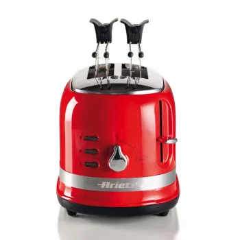 Ariete 149 Tosteris ar knaiblēm 2 maizes šķēlēm - automātiska izmešana - atkausēšana - 6 brūnināšanas pakāpes - 800 W - Modern Line - sarkans