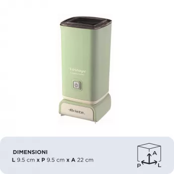 Ariete 2878 Vintage Piena putotājs - Karstā un aukstā piena putotājs - Kapučīno, šokolāde, liofilizēti dzērieni - 500 W - Zaļš