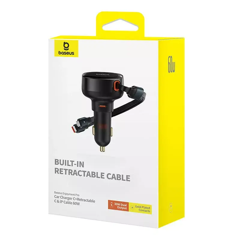 Baseus Enjoyment Pro 60W automašīnas lādētājs ar USB kabeli