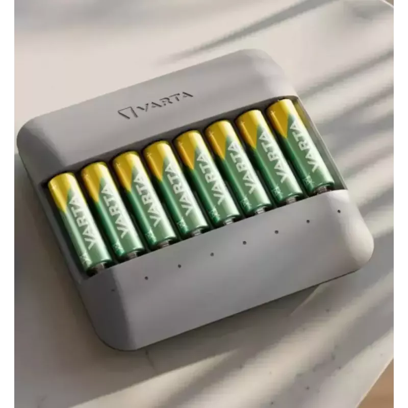 Baterijas lādētājs Varta Eco Charger Multi — USB, NiMH AA/AAA, uzlādē līdz 8 baterijām (2100 mAh, 1 stunda), pelēks