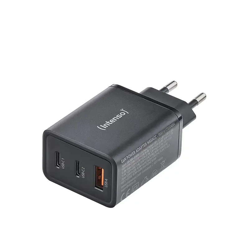 Strāvas adapteris Intenso W65ACC USB-A un USB-C pieslēgvietas melns