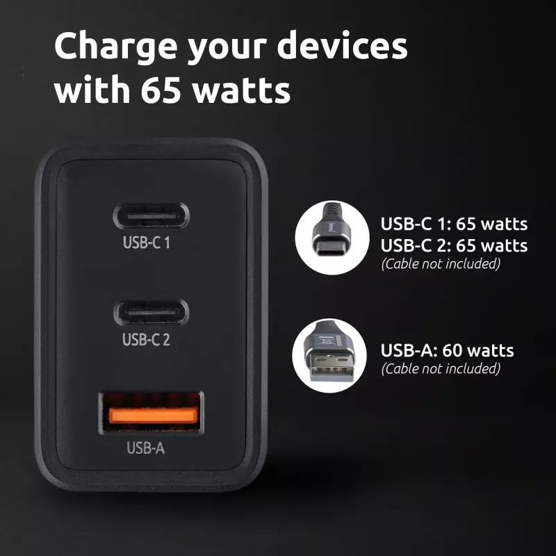 Strāvas adapteris Intenso W65ACC USB-A un USB-C pieslēgvietas melns