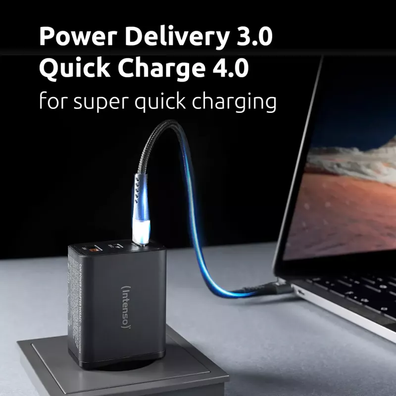 Strāvas adapteris Intenso W65ACC USB-A un USB-C pieslēgvietas melns