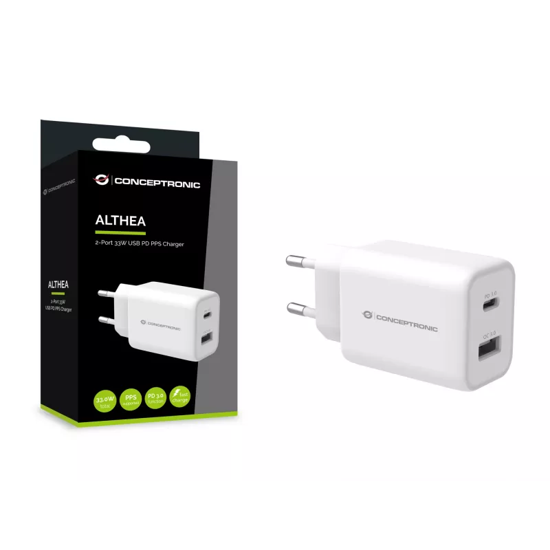 Conceptronic ALTHEA 2 portu 33 W USB PD PPS lādētājs, QC 3.0