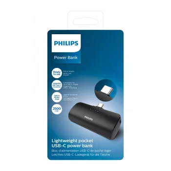 Philips DLP2510C/03 ārējais akumulators Litija jonu (Li-Ion) 2500 mAh Bezvadu uzlāde Melna