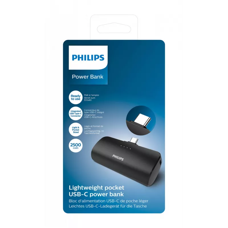 Philips DLP2510C/03 ārējais akumulators Litija jonu (Li-Ion) 2500 mAh Bezvadu uzlāde Melna