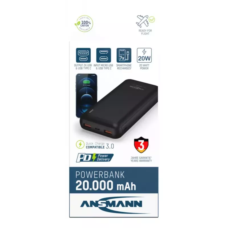 Pārnēsājams akumulators Ansmann PB320PD 20000 mAh