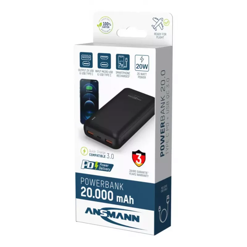 Pārnēsājams akumulators Ansmann PB320PD 20000 mAh