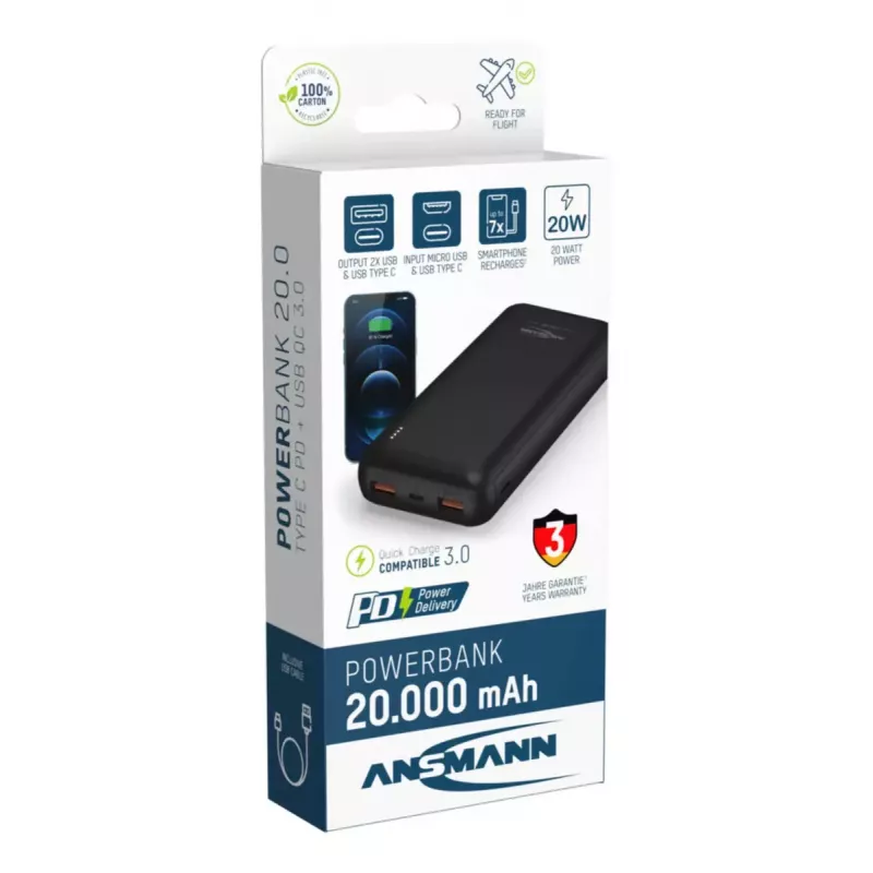 Pārnēsājams akumulators Ansmann PB320PD 20000 mAh