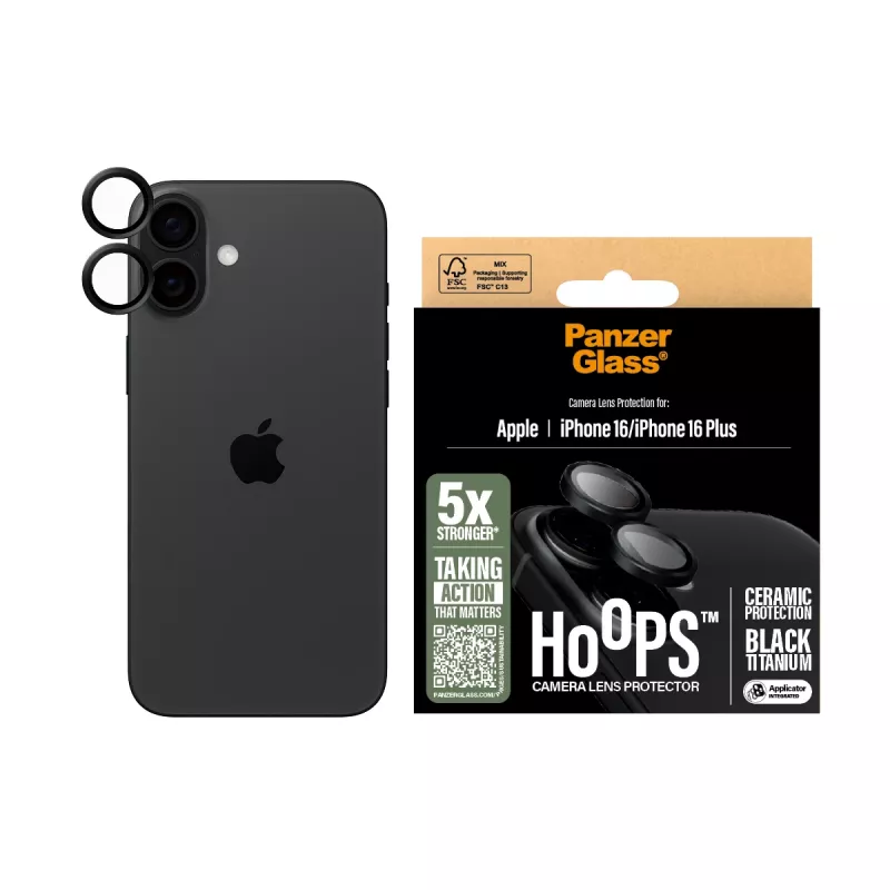 PanzerGlass ® Hoops® Keramikas Kameras Objektīva Aizsargs iPhone 16 | 16 Plus