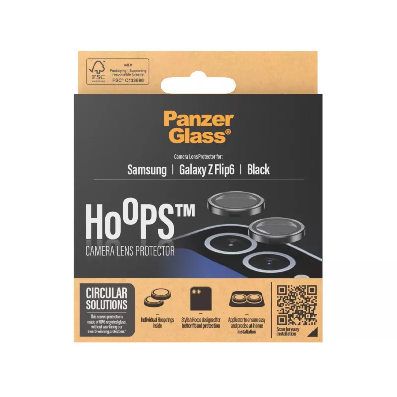 PanzerGlass ® Hoops® kameras objektīva aizsargs, melns, Samsung Galaxy Z Flip6