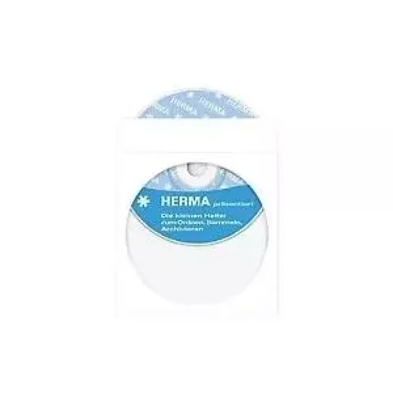 HERMA CD/DVD kabatiņas, papīra, balts, ar līmlodīti, 100 gab.