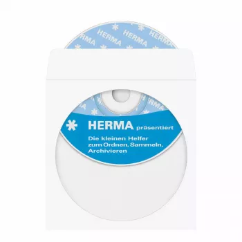 HERMA CD/DVD kabatiņas, papīra, balts, ar līmlodīti, 100 gab.