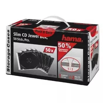 CD plāns Jewel Case Hama 51269 komplekts 50 gab. 1 disks Caurspīdīgi
