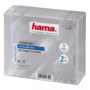 CD dubultais dārgakmens futrālis Hama 44752 5 gab. iepakojumā 2 diskiem, caurspīdīgs