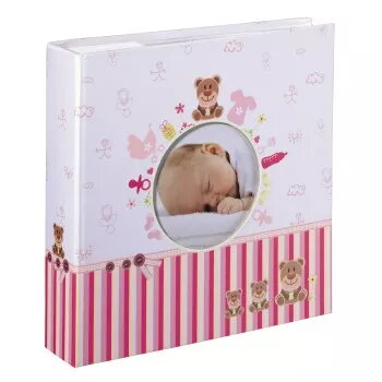 Hama Moni fotoalbums rozā, balts 200 kabatiņas 10 x 15