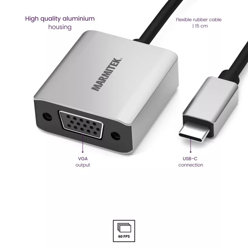 Marmitek Connect USB C uz VGA - USB-C uz VGA adapteris