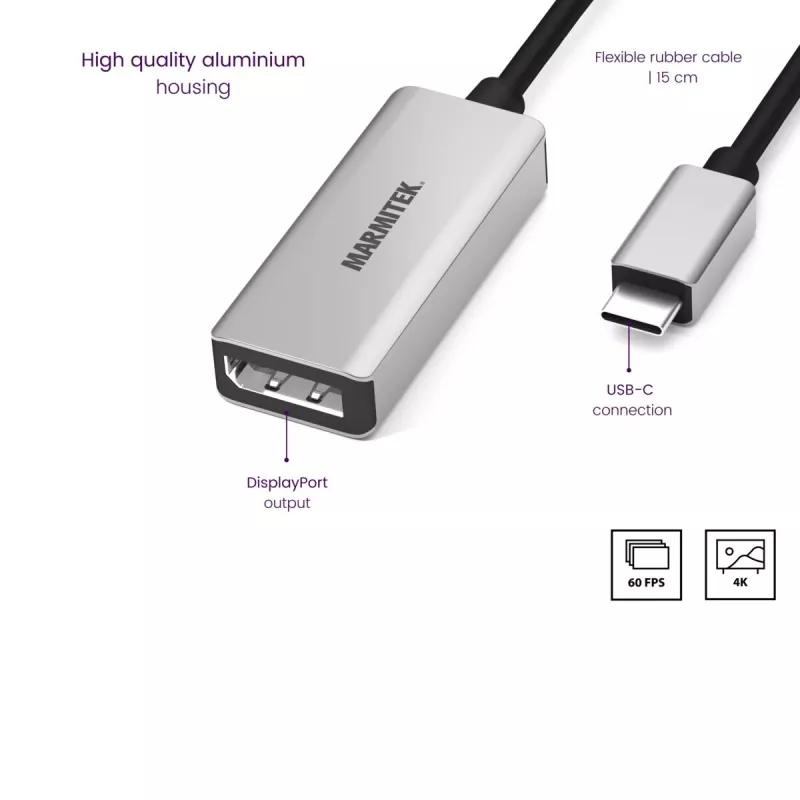 USB-C uz DisplayPort adapteris Marmitek 8371 4K 60Hz