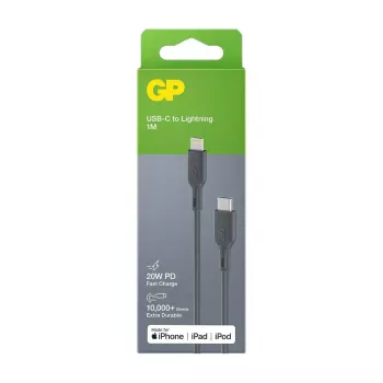 GP baterijas CL1P kabelis 1m pelēks Lightning USB C