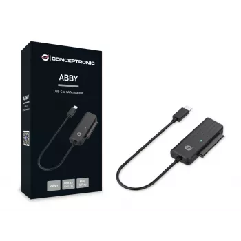 Conceptronic ABBY USB-C uz SATA adapteris, Melns, Ķīna, 32 mm, 12 mm, 65 mm, 22 g