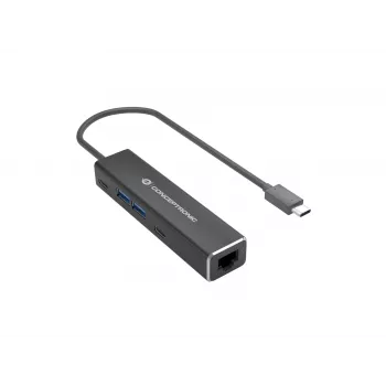 Conceptronic ABBY13B Gigabit Ethernet USB 3.2 Gen 1 Adapteris ar USB centrmezglu, GbE, USB-A x 2, USB-C x 2