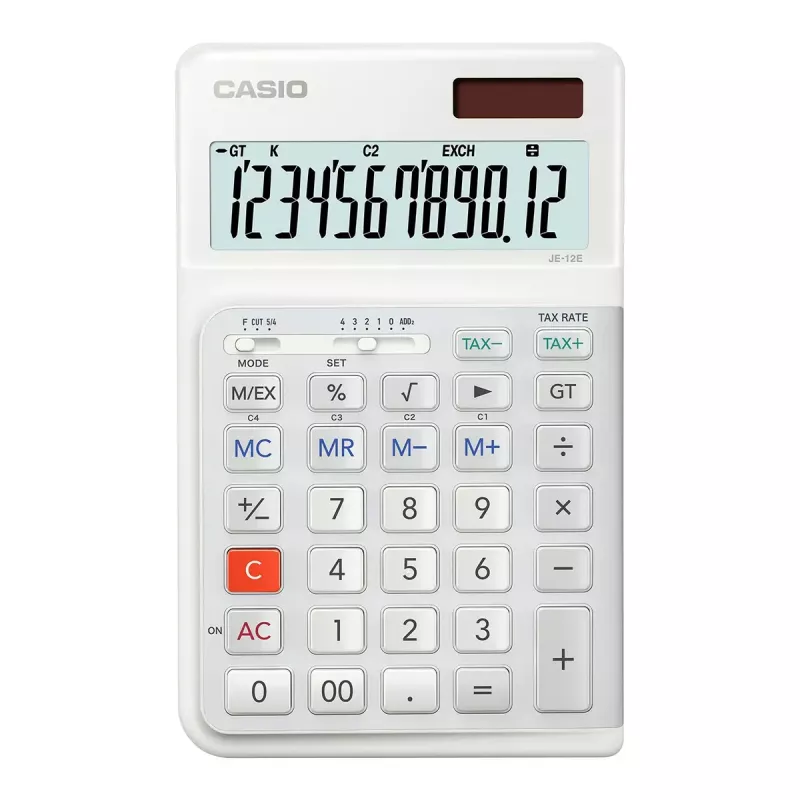 Pamata kalkulators Casio JE-12E-WE galda 12 cipari balts