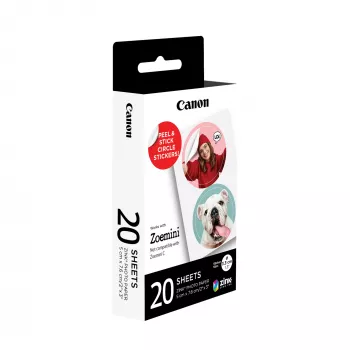 Canon ZINK™ 1,3” iepriekš izgrieztu apaļu uzlīmju paka, 20 loksnes