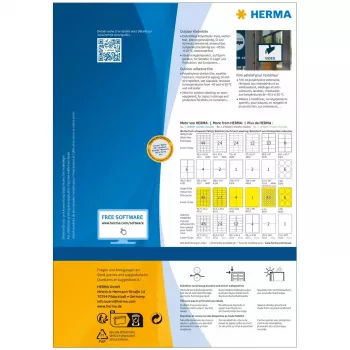 HERMA 9501 pašlīmējošās etiķetes Taisnstūris Pastāvīgs Balts 50 gab.