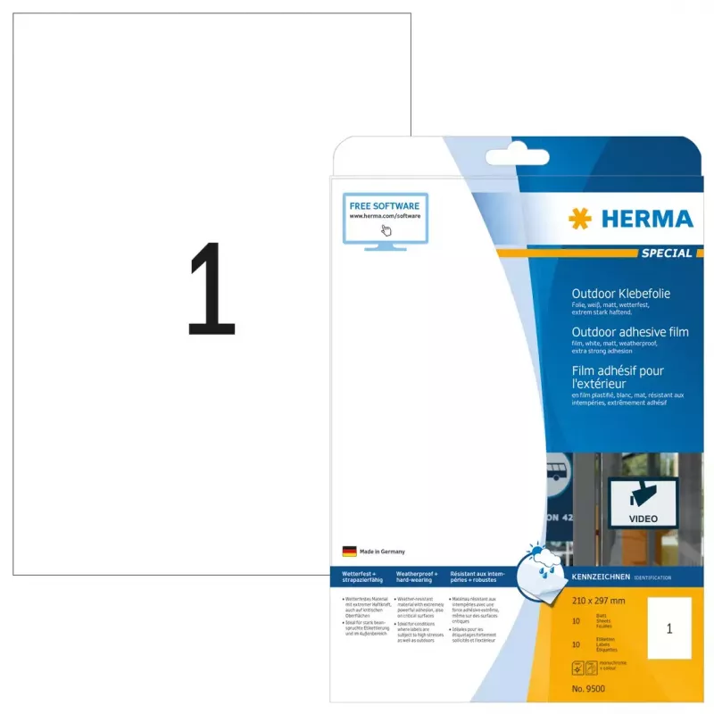 Pašlīmējoša printera etiķete HERMA Labels A4 outdoor film 210x297 mm