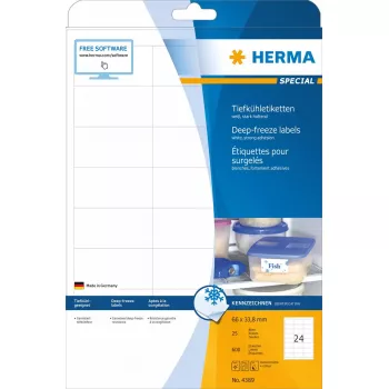 Pašlīmējošās printera etiķetes HERMA Deep-freeze 66x33.8 mm