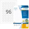 Pašlīmējošas etiķetes HERMA Removable A4 Ø 20 mm apaļas baltas