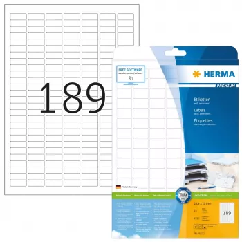 Pašlīmējošā printera etiķete HERMA Labels Premium A4 25,4 x 10 mm 4725 gab.