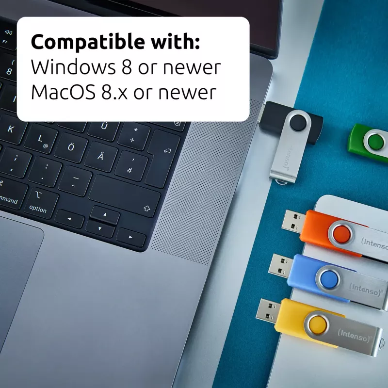 INTENSO Office Line USB zibatmiņas daudzpaka 5×64 GB, USB-A, USB 3.2 Gen 1, grozāmais, daudzkrāsains