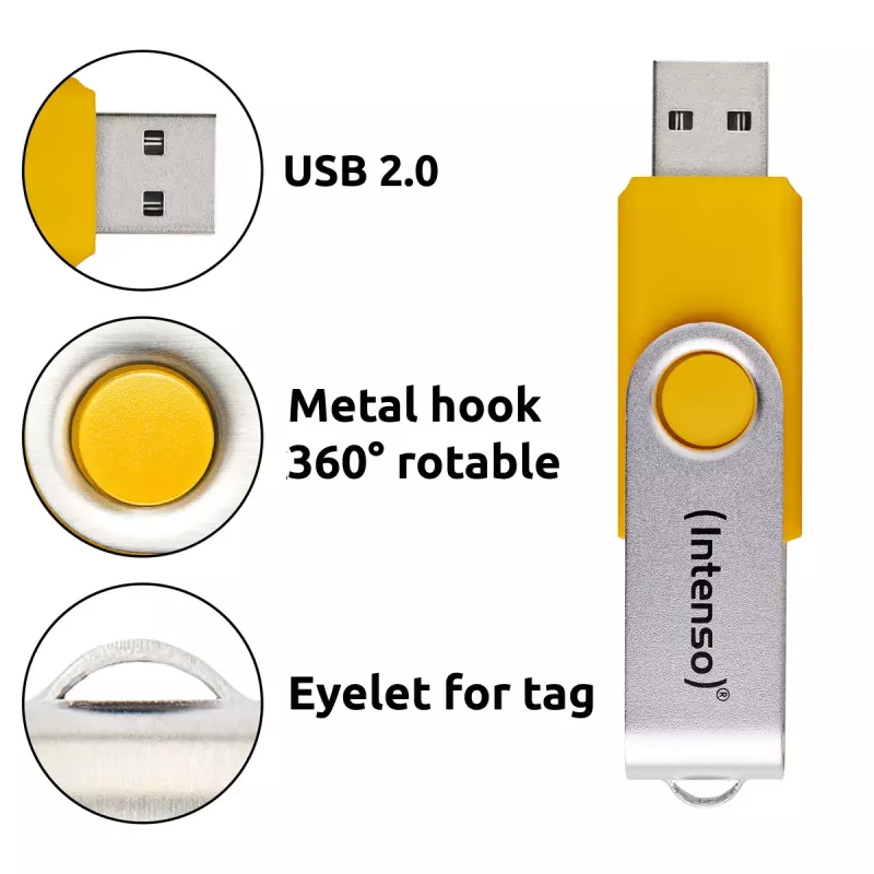 INTENSO Office Line USB zibatmiņas daudzpaka 5×64 GB, USB-A, USB 3.2 Gen 1, grozāmais, daudzkrāsains