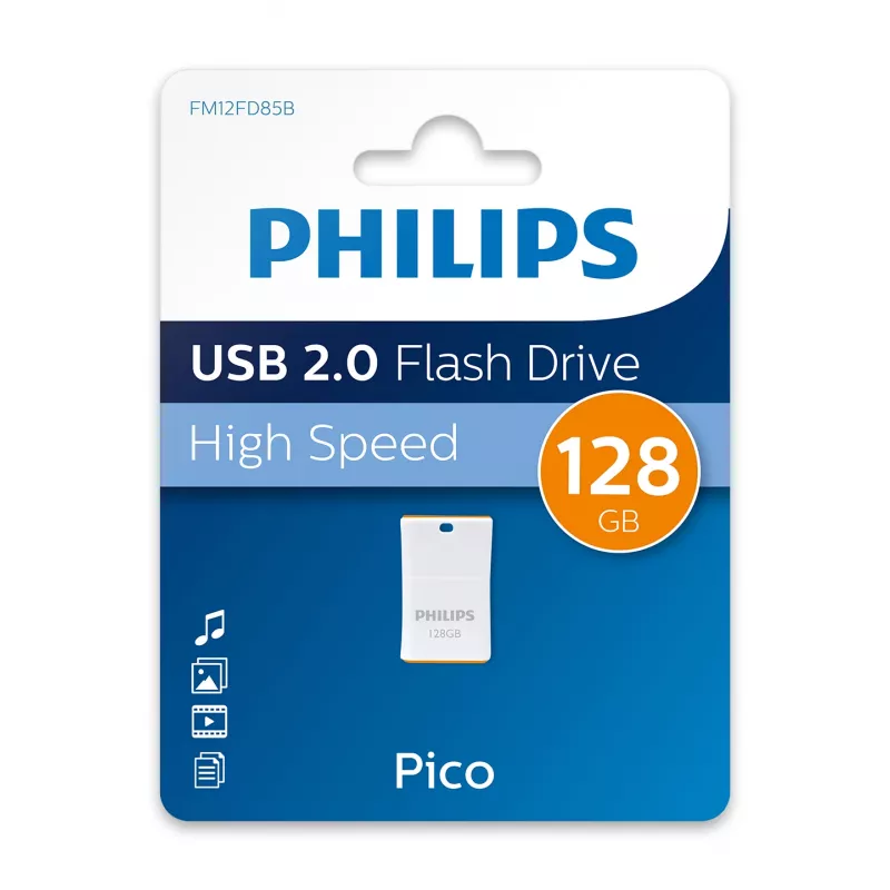 Philips Pico USB zibatmiņa 128 GB USB Type-A 2.0 oranža, balta