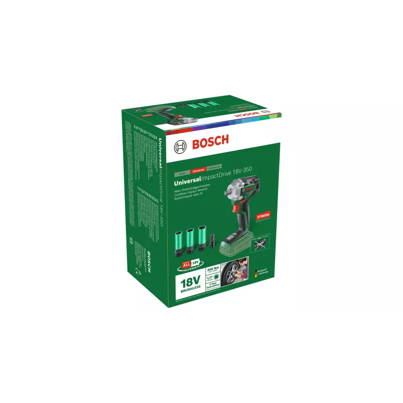 Bosch UniversalImpactDrive 18V-350 (Tikai instruments + sešstūra adapteris + 3 uzgriežņi 17, 19, 21 mm)
