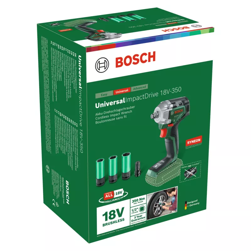 Bosch UniversalImpactDrive 18V-350 (Tikai instruments + sešstūra adapteris + 3 uzgriežņi 17, 19, 21 mm)