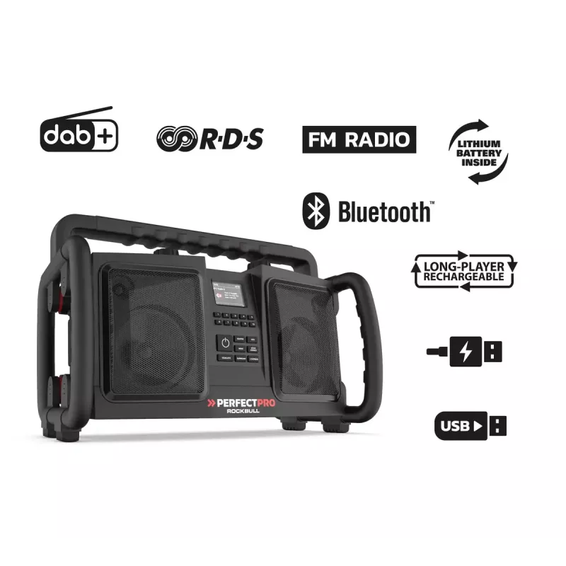 Portatīvais radio Perfectpro ROCKBULL DAB+ FM 50W 20h Baterija