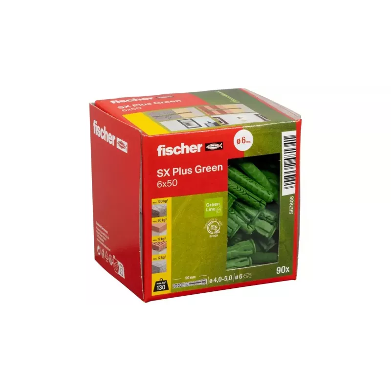 Izplešanās enkurs Fischer 567808 50 mm 90 gab. Zaļš
