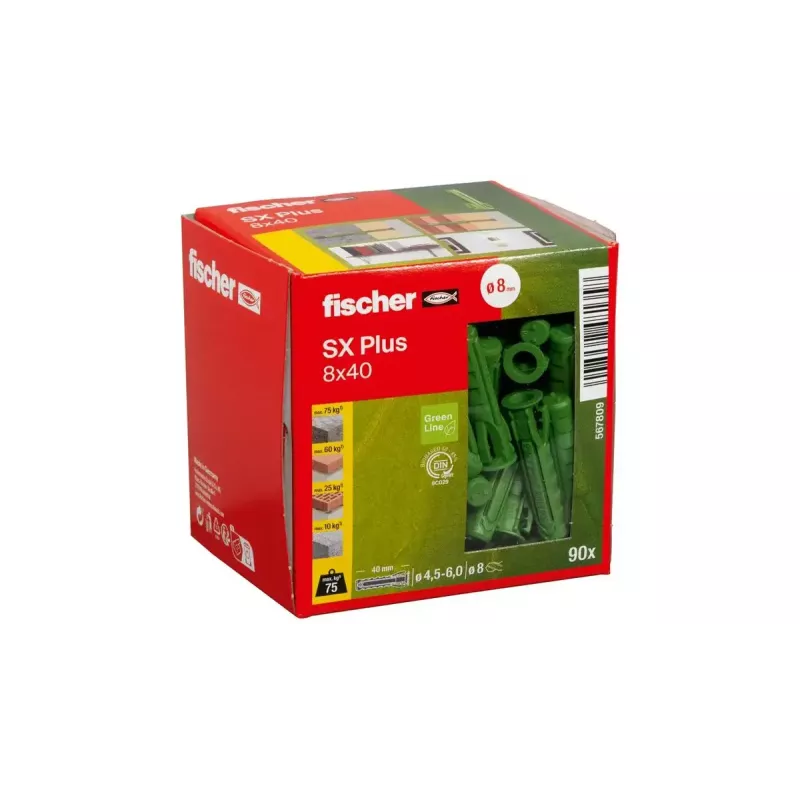 Izvēršanas enkurs Fischer 567809 40 mm 8 mm Zaļš 90 gab.