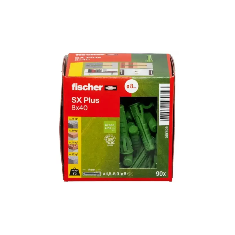 Izvēršanas enkurs Fischer 567809 40 mm 8 mm Zaļš 90 gab.